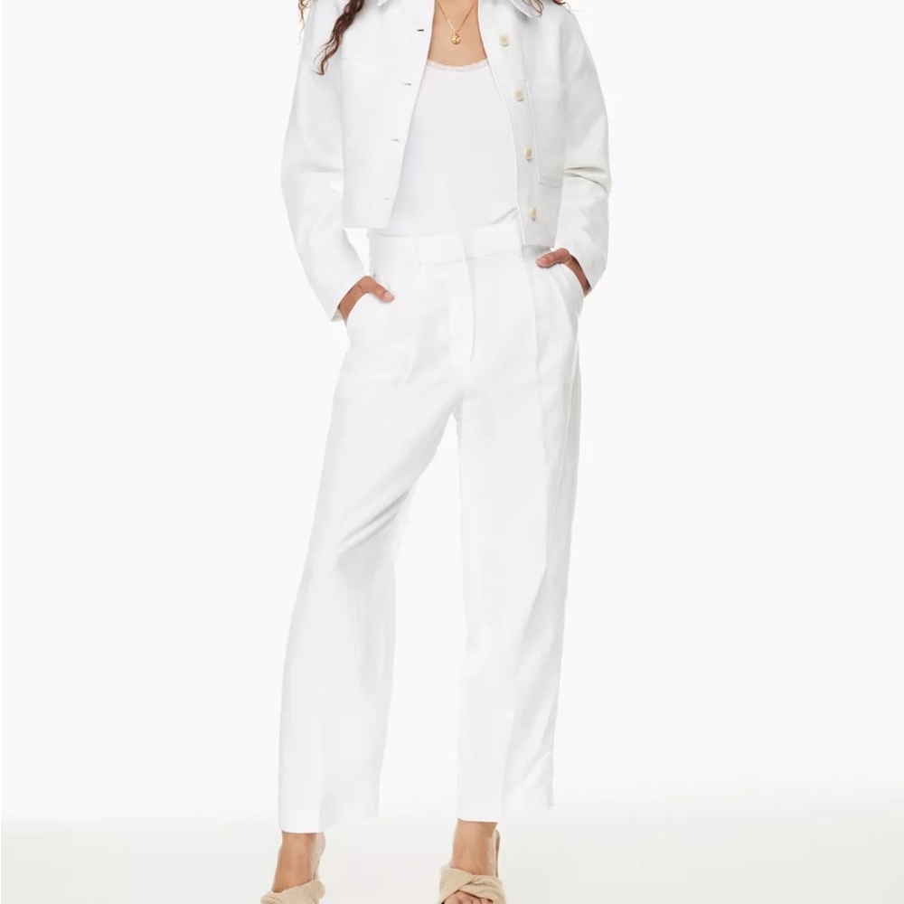 Aritzia Wilfred Carrot Linen Pant Size 14 White